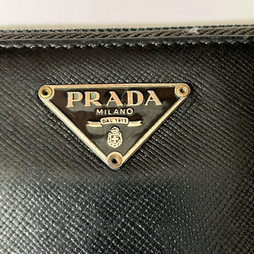 Prada Black Saffiano Leather Zip Wallet in GUC. - Picture 8 of 17